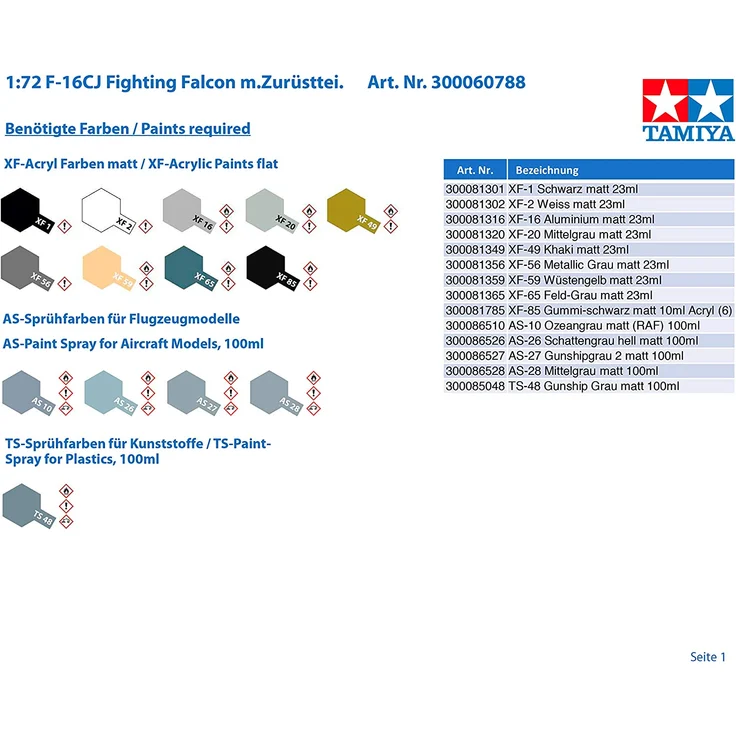 Tamiya Lockheed Martin F-16 CJ Block 50 Fighting Falcon 1:72 (300060788) – Bild 7