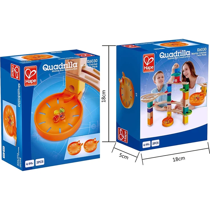 Hape E6030 - Murmel-Stopp Doppelpack, Zubehör für Quadrilla Kugelbahnen, ab 4 Jahren, orange – Bild 3