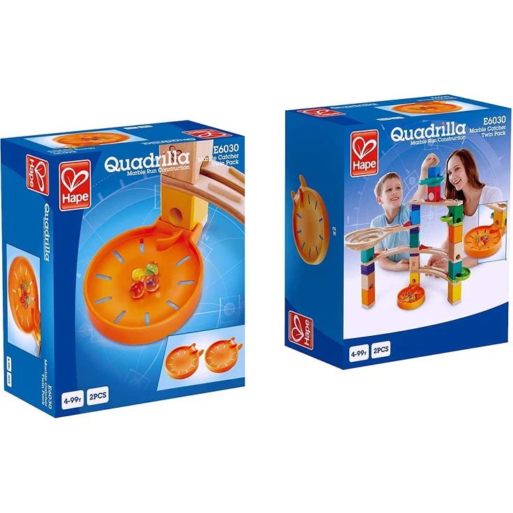 Hape E6030 - Murmel-Stopp Doppelpack, Zubehör für Quadrilla Kugelbahnen, ab 4 Jahren, orange – Bild 4