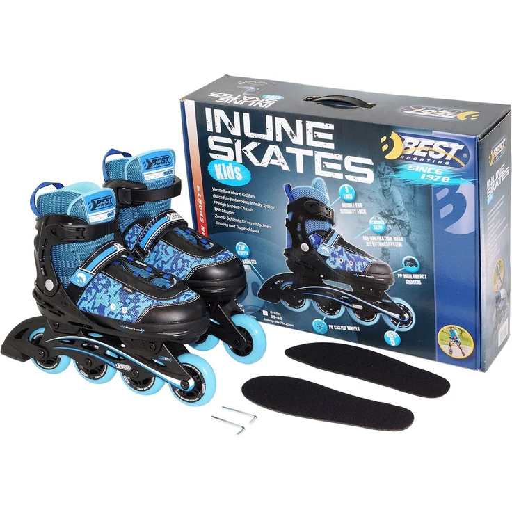 Best Sporting Inline Skates Größe verstellbar, ABEC 5 Carbon, blau pink blau/schwarz, 35-40 – Bild 6