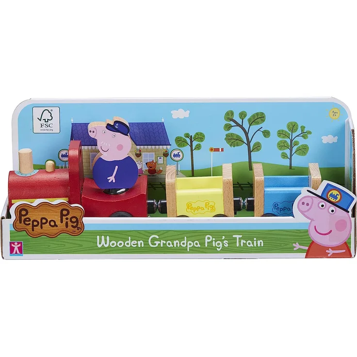 Tm Toys figurine Set with Peppa Pig figurine Wooden train