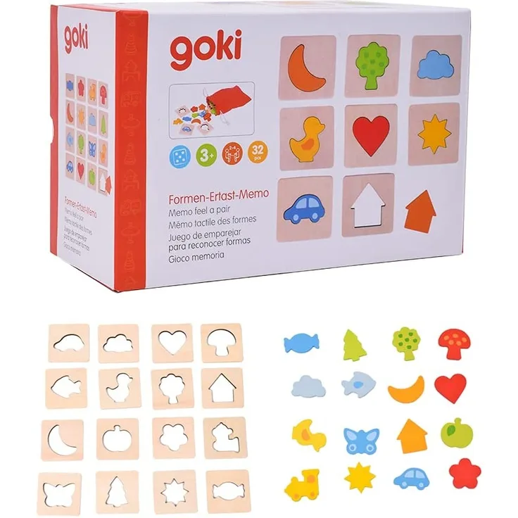 Goki 56968.0 Memory-Spiel und Puzzle, Holz, 32 Teile