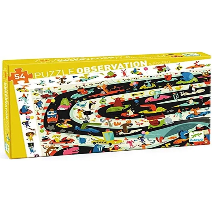 DJECO Wimmelpuzzle: Auto Ralley - 54 Teile