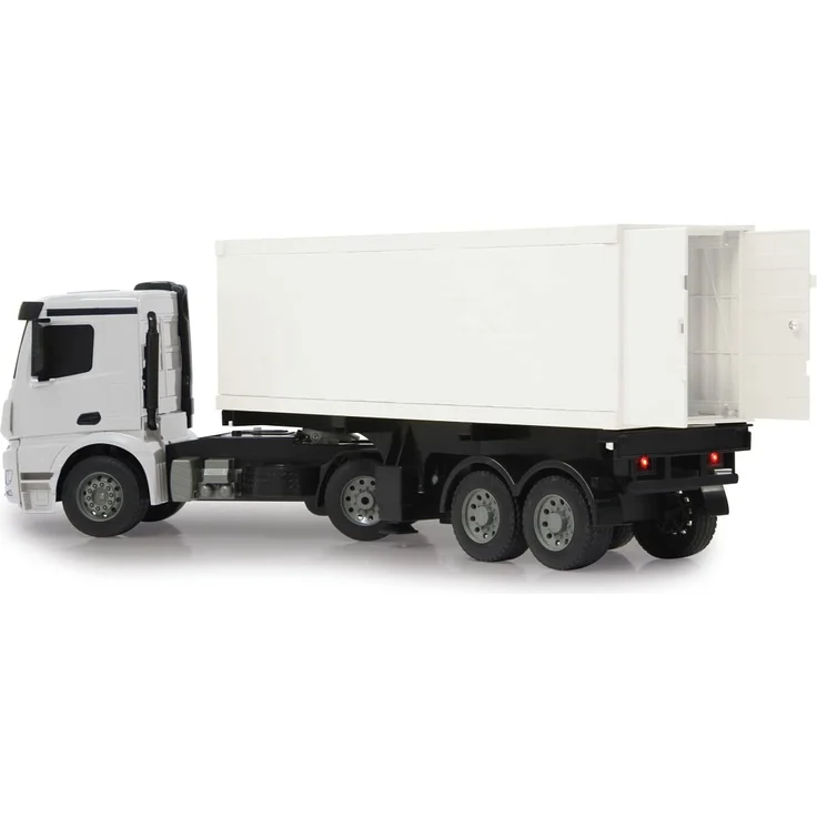 Jamara 405148 LKW Mercedes Benz Arocs 1: 20 2, 4G-2 Geschwindigkeiten, ca. 6 km/H, bis zu 30 min. Fahrspaß, Auflieger Per Fernsteuerung An-& Abkoppelbar, Container abnehmbar, Türen Öffnen – Bild 4