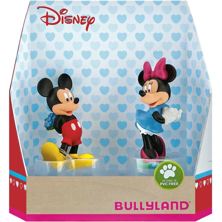 Bullyland 15077 - Spielfigurenset, Walt Disney Mickey Valentine - Mickey und Minnie, liebevoll handbemalte Figuren, PVC-frei, tolles Geschenk für Jungen und Mädchen zum fantasievollen Spielen