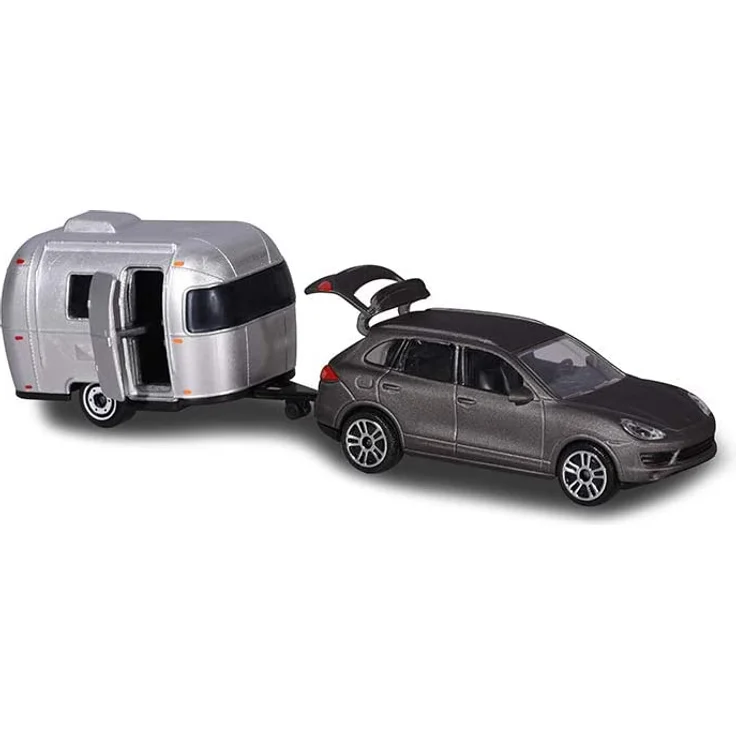 Majorette Trailer Assortment, Spielzeugauto mit Anhänger, Die-Cast Fahrzeug, Federung, Türen zum Öffnen, Freilauf, 6 versch. Modelle, Lieferung: 1 Stück, zufällige Auswahl, 13 cm – Bild 2