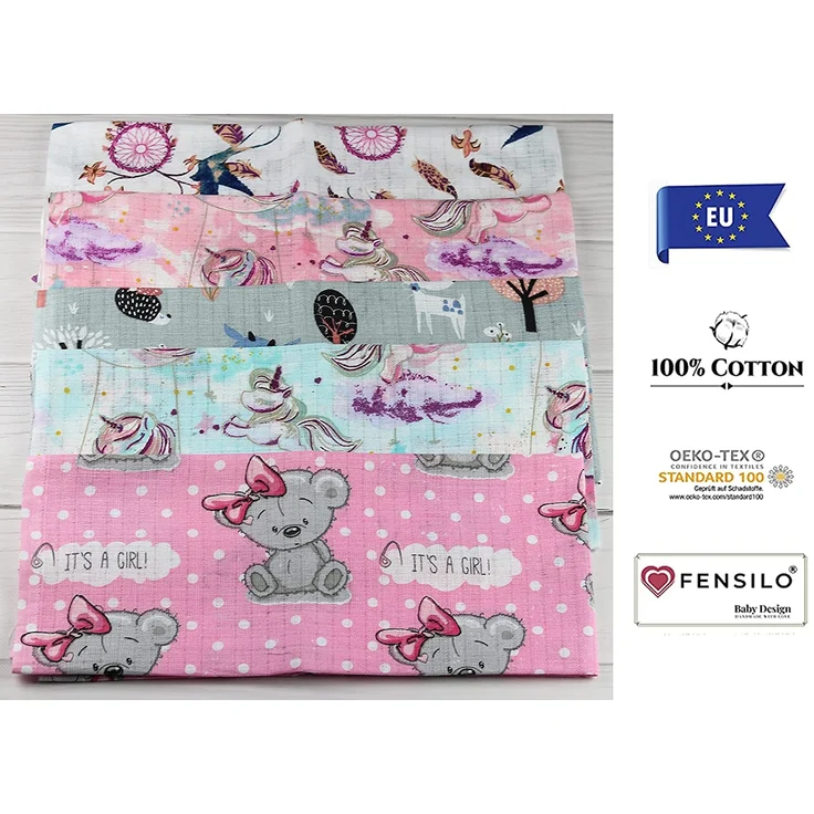 Mulltücher - Mullwindeln - 10er Pack 70x80 cm - Stoffwindeln, MADE IN EU, schadstoffgeprüft - Spucktücher Set für Mädchen – Baby Mullwindeln- Rosa - OEKO-TEX zertifiziert – Bild 2