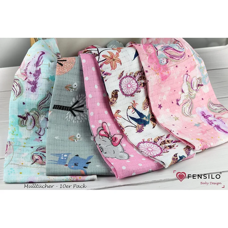 Mulltücher - Mullwindeln - 10er Pack 70x80 cm - Stoffwindeln, MADE IN EU, schadstoffgeprüft - Spucktücher Set für Mädchen – Baby Mullwindeln- Rosa - OEKO-TEX zertifiziert – Bild 5