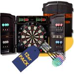 Best Sporting Dartscheibe elektronisch Oxford Evolution I Dartscheibe elektronisch mit LED-Anzeigen I E-Dartscheibe mit 12 Dartpfeilen & Ersatzspitzen I Dartboard Kabinett mit Walnuss-Optik