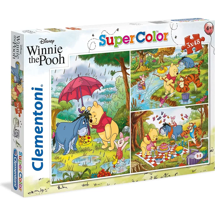 Clementoni-Clementoni-25232-Supercolor Puzzle-Winnie The Pooh-3x48 Pezzi-Disney, Mehrfarbig, 25232