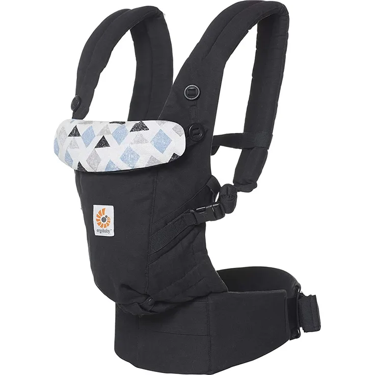 ERGObaby Babytrage für Neugeborene bis Kleinkind, Triple Triangles Adapt 3-Positionen Ergonomische Baby-Tragetasche Kindertrage Rückentrage