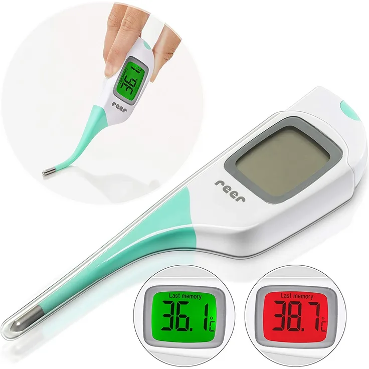 Reer Digitales Fieberthermometer ColourTemp für Babys mit großem Display und farbigem Fieber-Warner