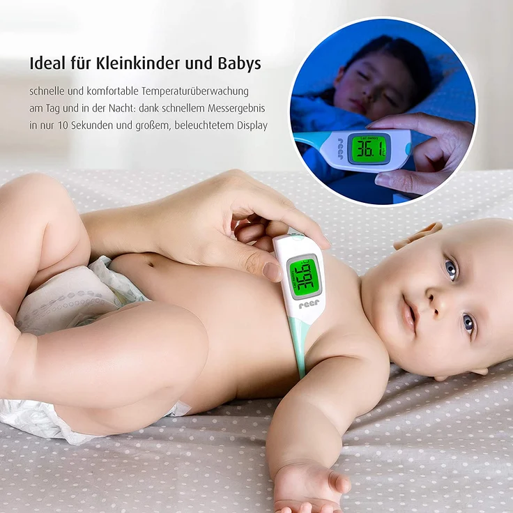Reer Digitales Fieberthermometer ColourTemp für Babys mit großem Display und farbigem Fieber-Warner – Bild 4