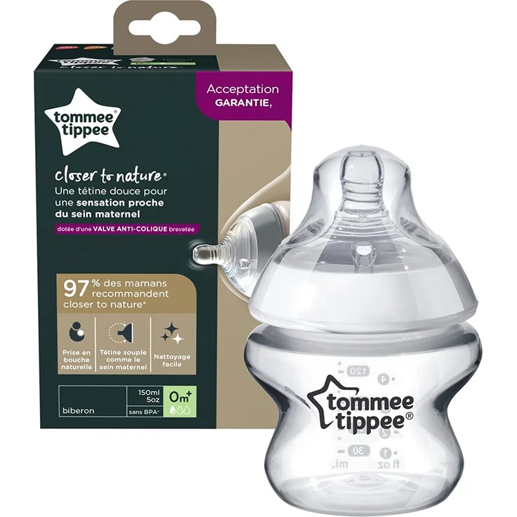 Tommee Tippee Babyflasche Closer to Nature, Ventil Anti-Kolik, Weicher Sauger, 0+ Monate, 150ml – Bild 4