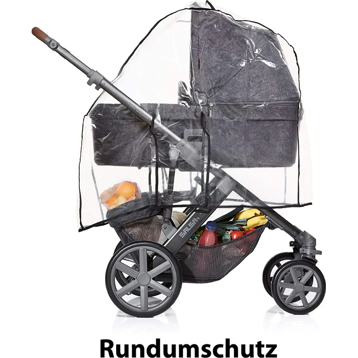 ABC Design Universal Regenschutz – für Kinderwagen mit Babywanne & Sportsitz – Schadstofffrei – Farbe: transparent – Bild 3