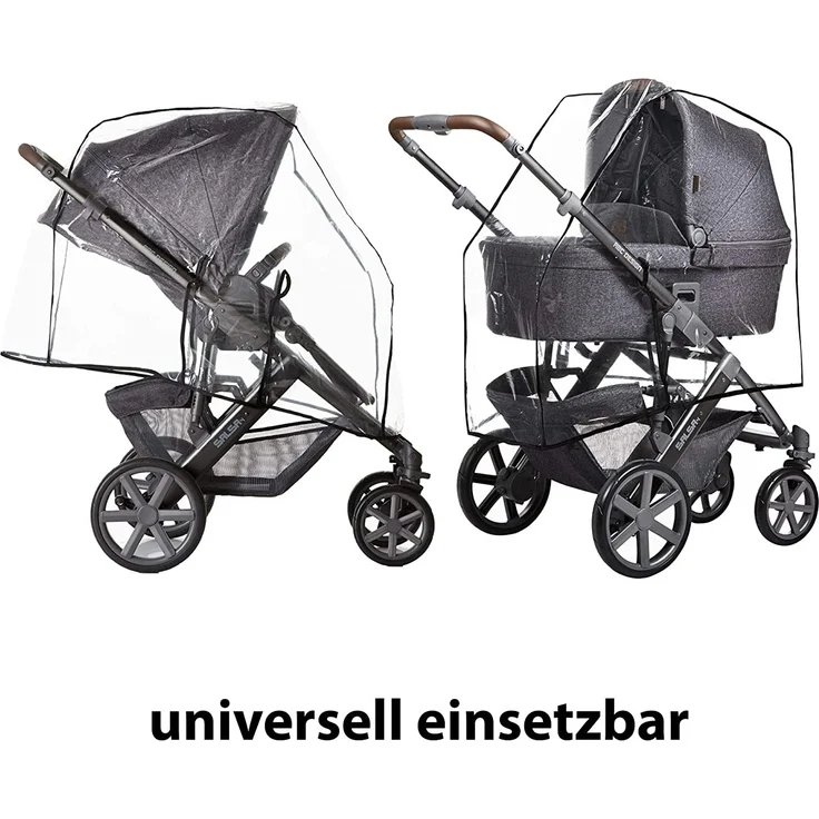 ABC Design Universal Regenschutz – für Kinderwagen mit Babywanne & Sportsitz – Schadstofffrei – Farbe: transparent – Bild 8