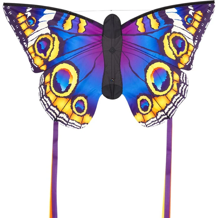 HQ 106548 - Butterfly Kite Buckeye 'L' Kinderdrachen Einleiner, ab 5 Jahren, 80x130cm und 2x600 cm Drachenschwanz, inkl. 17kp Polyesterschnur 40m auf Spule, 2-5 Beaufort – Bild 2