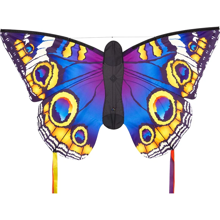 HQ 106548 - Butterfly Kite Buckeye 'L' Kinderdrachen Einleiner, ab 5 Jahren, 80x130cm und 2x600 cm Drachenschwanz, inkl. 17kp Polyesterschnur 40m auf Spule, 2-5 Beaufort – Bild 1