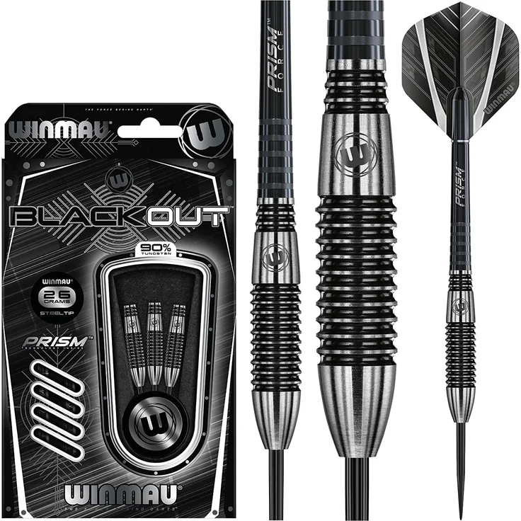 WINMAU Blackout 2: 26g Profi Wolfram Steeltip Dartpfeile Set mit Flights und Schäfte – Bild 2