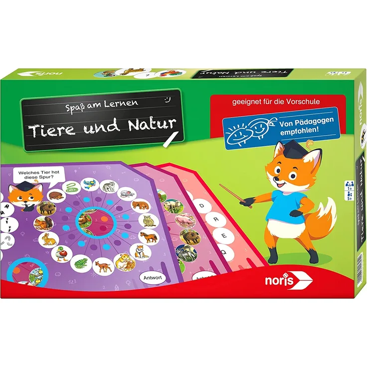Noris 606071825 Tiere&Natur Spaß am Lernen Tiere und Natur, Lernspiel, violett