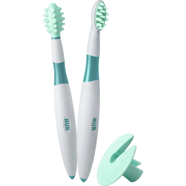 NUK 10256205 Zahnpflege-Lernset, 2-teilig, Putzlernstift und Putztrainer inkl. Schutzring, optimale Vorbereitung aufs Zähneputzen, BPA-frei, 2er Pack (2 x Set) – Bild 1