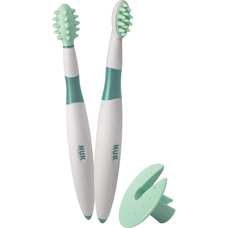 NUK 10256205 Zahnpflege-Lernset, 2-teilig, Putzlernstift und Putztrainer inkl. Schutzring, optimale Vorbereitung aufs Zähneputzen, BPA-frei, 2er Pack (2 x Set) – Bild 2