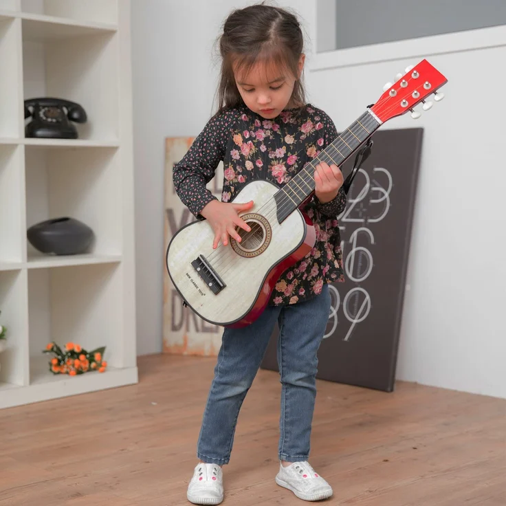 New Classic Toys - 10304 - Musikinstrument - Spielzeug Holzgitarre - Deluxe - Naturell, Kinder (Unisex) – Bild 7
