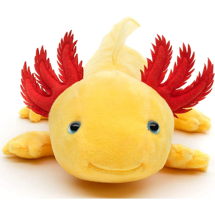 Uni-Toys - Axolotl (gelb mit blauen Augen) - 32 cm (Länge) - Plüsch ...