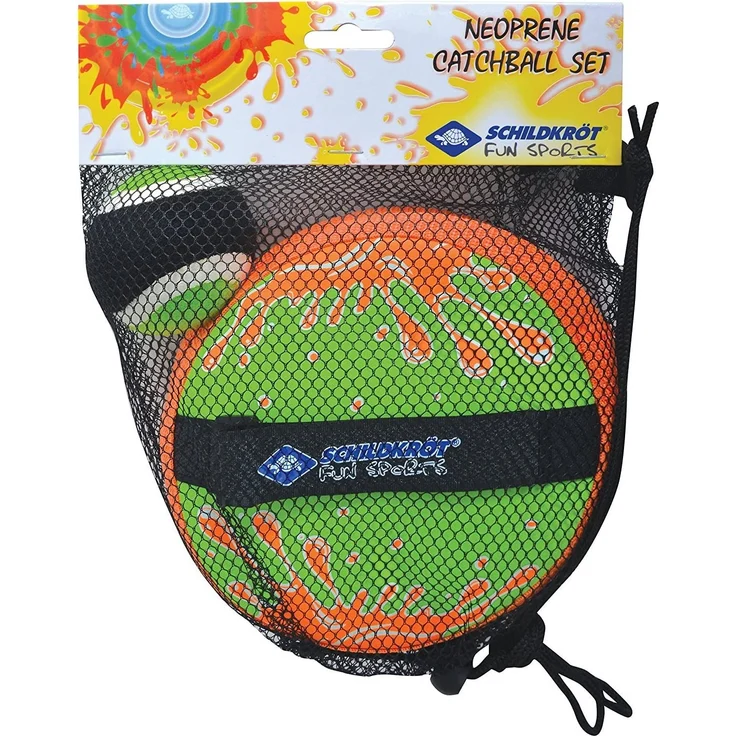 Schildkröt Neopren Klettball Set, 2 Neopren Handfänger mit weitenverstellbarer Handschlaufe, 1 Ball (Ø 6,25 cm), verschiedene Farbstellungen wählbar, alles in wiederverschließbarer Netztasche – Bild 8