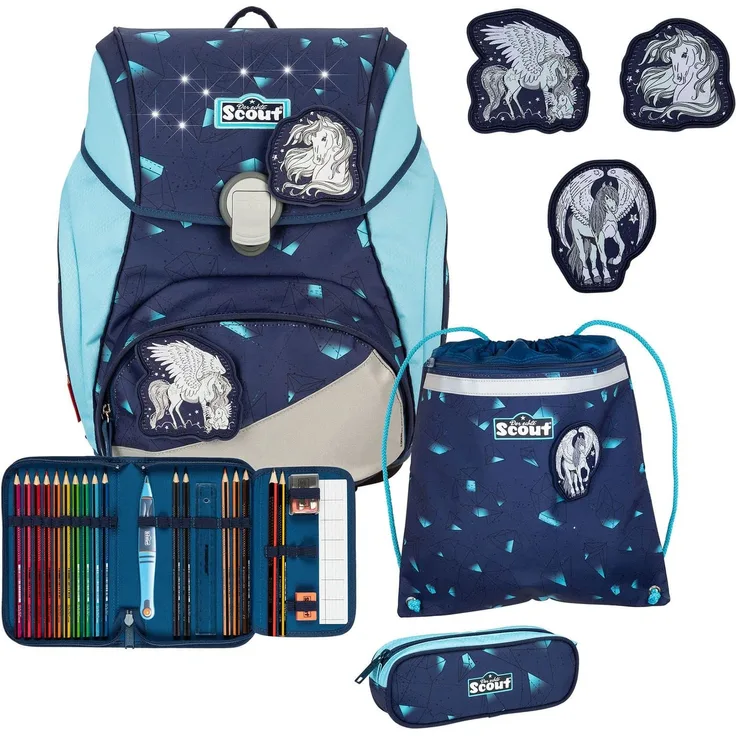 Scout Alpha Exklusiv LED Pegasus Schulranzen-Set 4-teilig