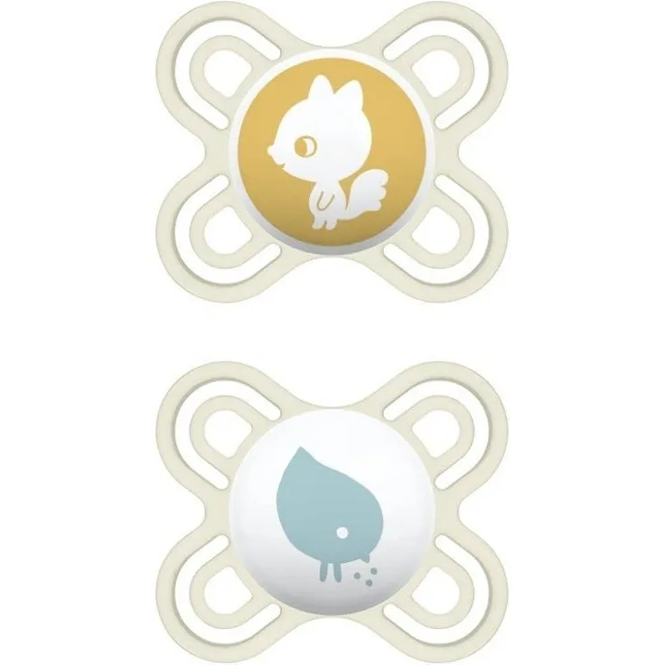 MAM Perfect Start S188 - Schnuller mit extra dünnem und flexiblem Sauger aus SkinSoftTM Ultra Soft Silikon für Babys von 0-2 Monaten, neutral (2 Stück) mit automatischer sterilisierbarer Box