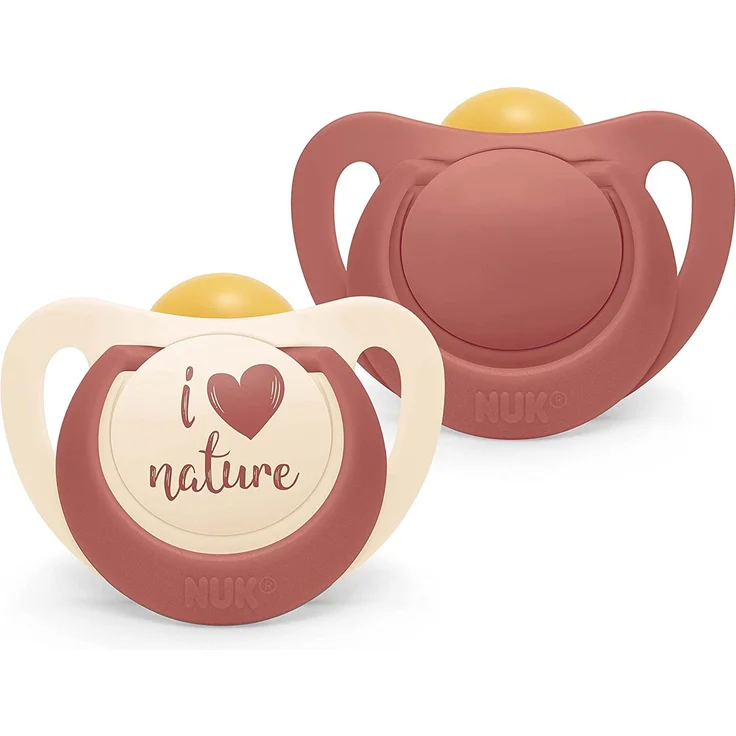 NUK for Nature Babyschnuller | 6-18 Monate | Nachhaltige Gummischnuller | Über 98 % natürliche Rohstoffe | Terrakottarot | 2 Stück – Bild 1