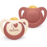 NUK for Nature Babyschnuller | 6-18 Monate | Nachhaltige Gummischnuller | Über 98 % natürliche Rohstoffe | Terrakottarot | 2 Stück
