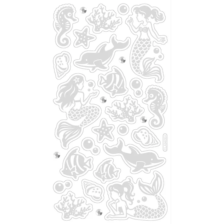 folia 19604 - Metallic Sticker IV mit Meerjungfrau und Unterwasser Motiven, 29 Stück, ideal geeignet zum Verzieren von Grußkarten, Bastelarbeiten und Scrapbooking – Bild 2