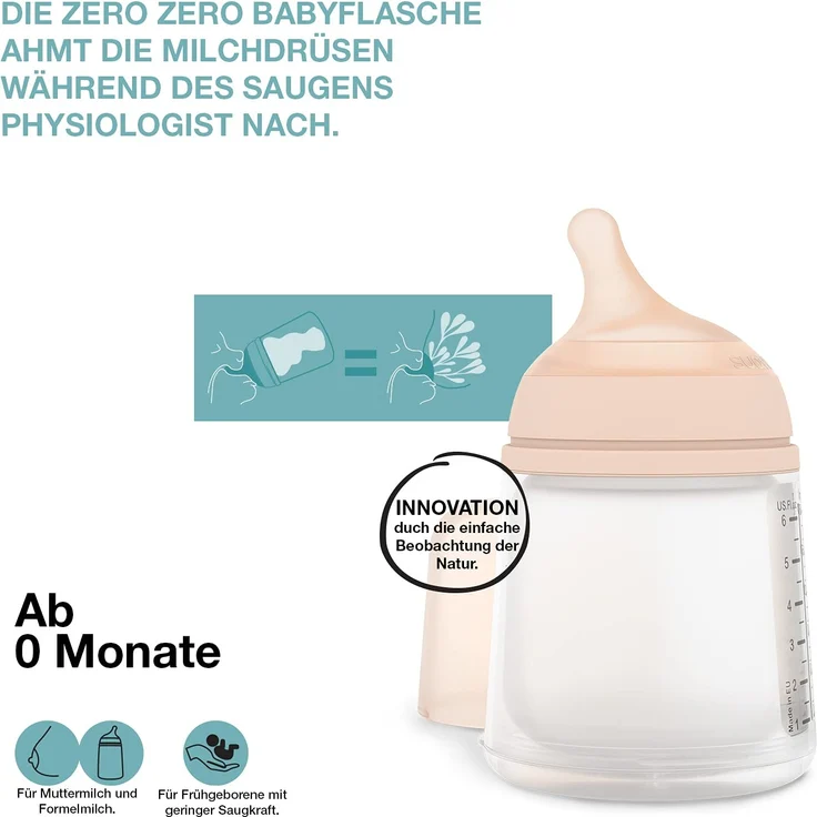 Suavinex Zero-Zero Anti-Kolik-Flasche,  0 Monate Langsamer Durchfluss 180 ml – Bild 3