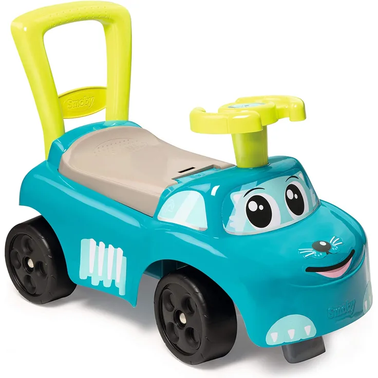 Smoby 720525 Mein erstes Auto Rutscherfahrzeug, Kinderfahrzeug mit Staufach und Kippschutz, für drinnen und draußen, für Kinder ab 10 Monaten, Blau