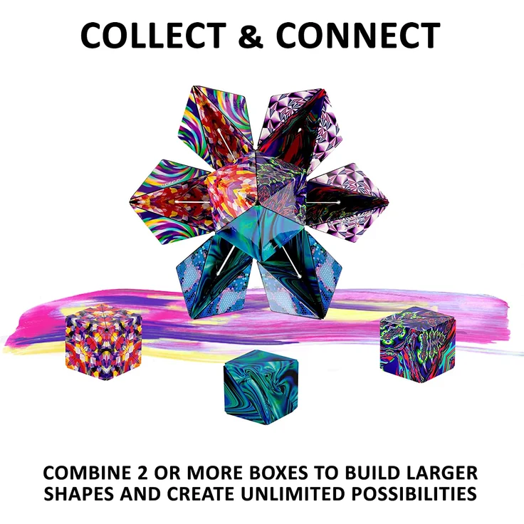 SHASHIBO Formwechsel Zauberwürfel - Preisgekrönt, Patentiert - Anti Stress Spielzeug - 36 Seltenerdmagnete - 3D Infinity Cube - Shashibo Magnetwürfel in Über 70 Formen Verwandelbar (Confetti) – Bild 6