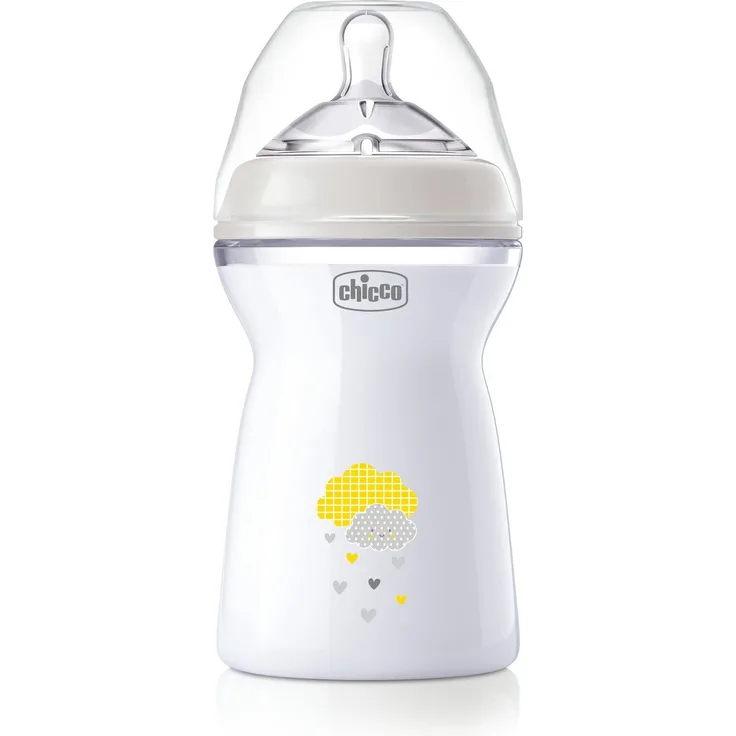 Chicco Natural Feeling Anticolic Flasche 6 Monate + 330 ml, Flasche mit Sauger aus weichem und flexiblem Silikon, geeignet für gemischte Stillzeit, schneller Durchfluss, neutrale Farbe
