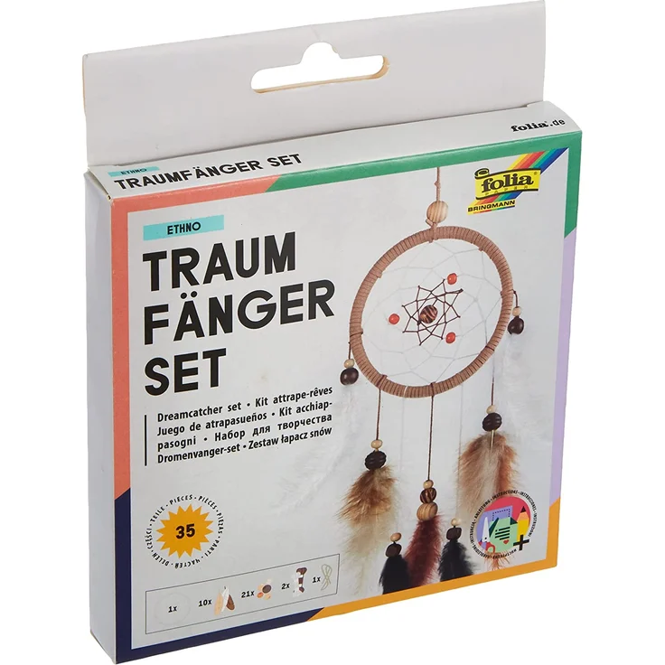 folia 23829 - Bastelset Traumfänger Ethno - Set zum Erstellen eines wunderschönen Traumfängers in Erdtönen – Bild 1