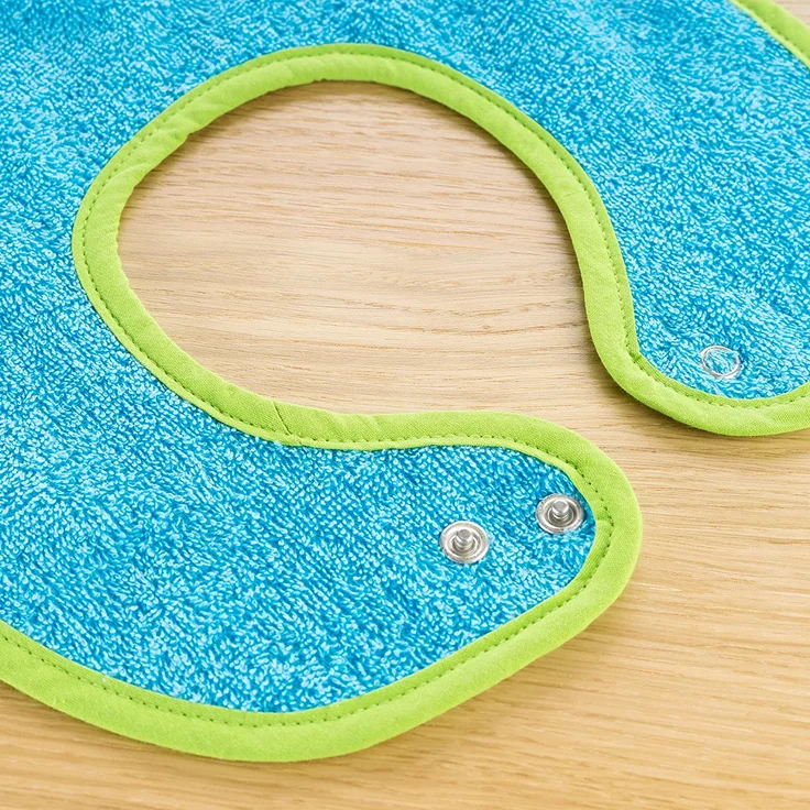 Wörner 2er Set - Baby Lätzchen/Kinderlätzchen mit Druckknopf/Größenverstellbar/Extra groß/Sehr saugfähig/Öko-Tex schadstoffgeprüft / 100% Baumwolle (Blau/Grün) – Bild 3