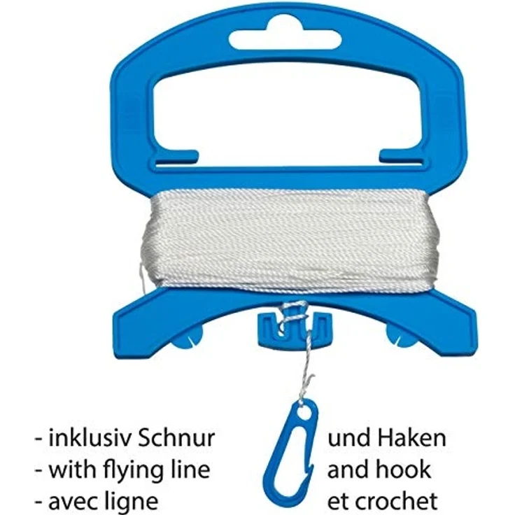 CIM Kinder-Drachen - Happy Eddy Blue - Einleiner-Flugdrachen für Kinder ab 3 Jahren - 65x74cm - inkl. Langer Drachenschnur und DREI Bandschwänzen – Bild 6