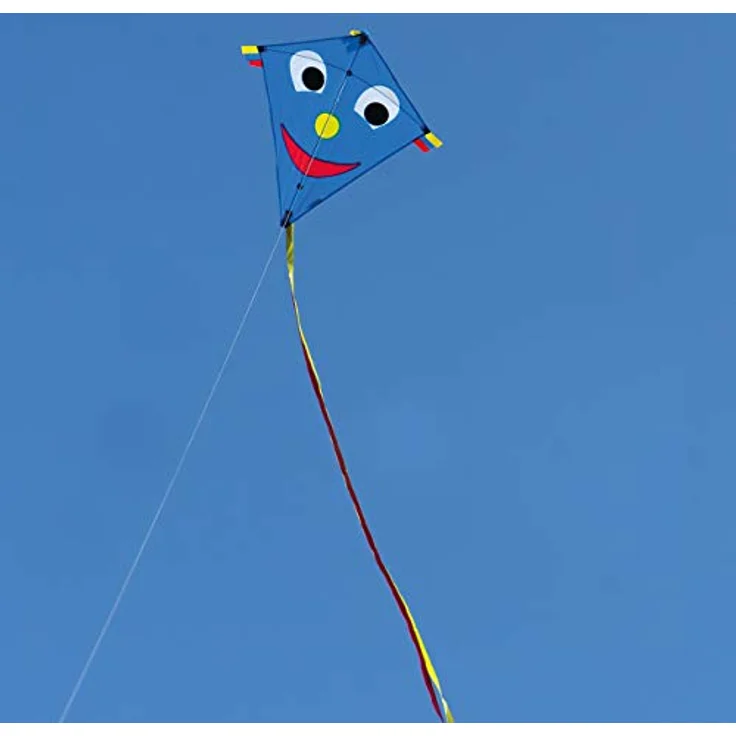 CIM Kinder-Drachen - Happy Eddy Blue - Einleiner-Flugdrachen für Kinder ab 3 Jahren - 65x74cm - inkl. Langer Drachenschnur und DREI Bandschwänzen – Bild 2