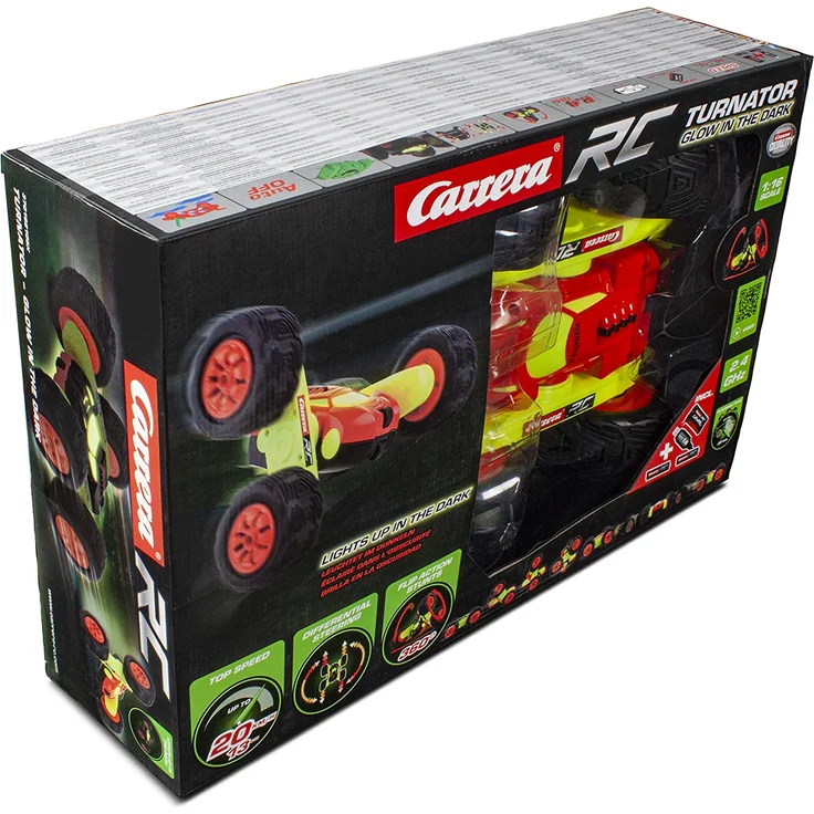 Carrera RC 2,4GHz Turnator - Glow in The Dark │ Ferngesteuertes Auto für drinnen & draußen │ Elektro-Mini-Car zum Mitnehmen inkl. Fernbedienung │ Spielzeug für Kinder ab 6 Jahren & Erwachsene – Bild 3