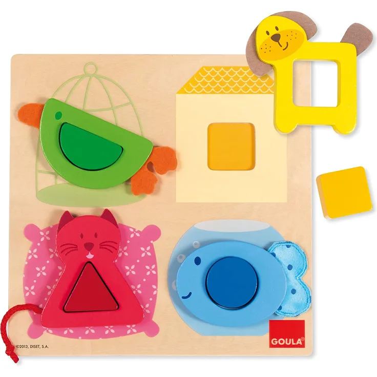 Jumbo Spiele Goula D53128 - Formenpuzzle Haustiere mit Stoff, 8-teilig