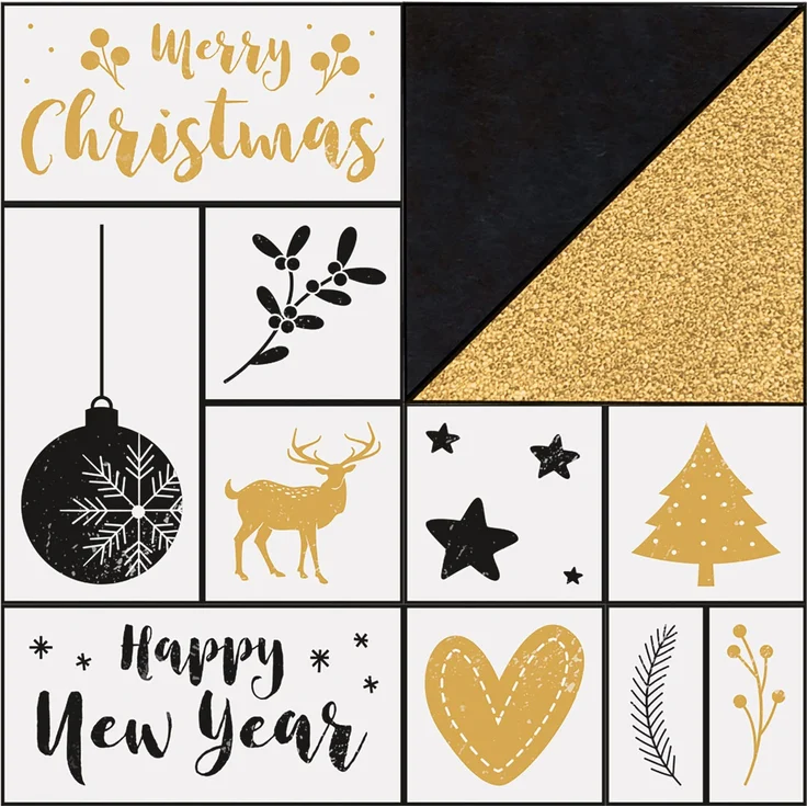 folia 31108 - Holzstempelset Christmas, inklusive 10 Holzstempel und 2 Stempelkissen - ideal zum Verzieren von Karten, Freundschaftsbüchern, für Lettering und Scrapbooking - Preisvergleich – Bild 3
