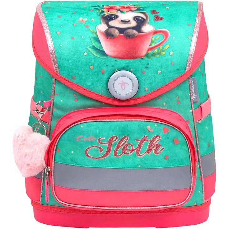 Compact Cute Sloth Schulranzen Set 4 tlg. mit Brustgurt für Mädchen – Bild 3