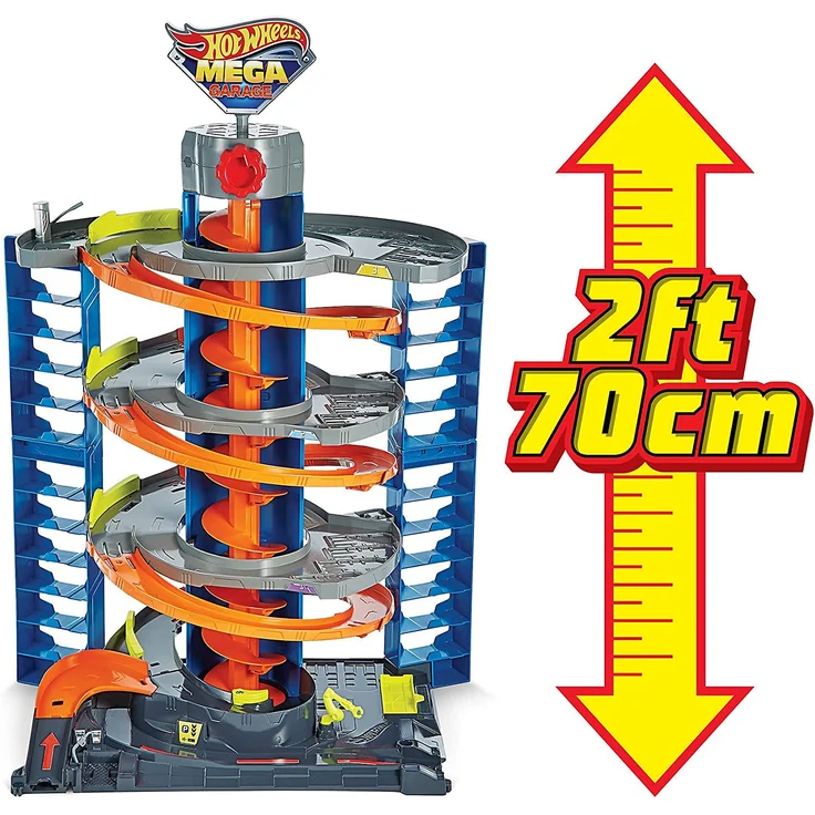 Hot Wheels HFH03 - City Power-Parkgarage Spielset mit Aufzug, für 60+ Fahrzeuge, mit 1 Hot Wheels Fahrzeug im Maßstab 1:64, Spielzeug Autorennbahn für Kinder von 4 bis 8 Jahren – Bild 5