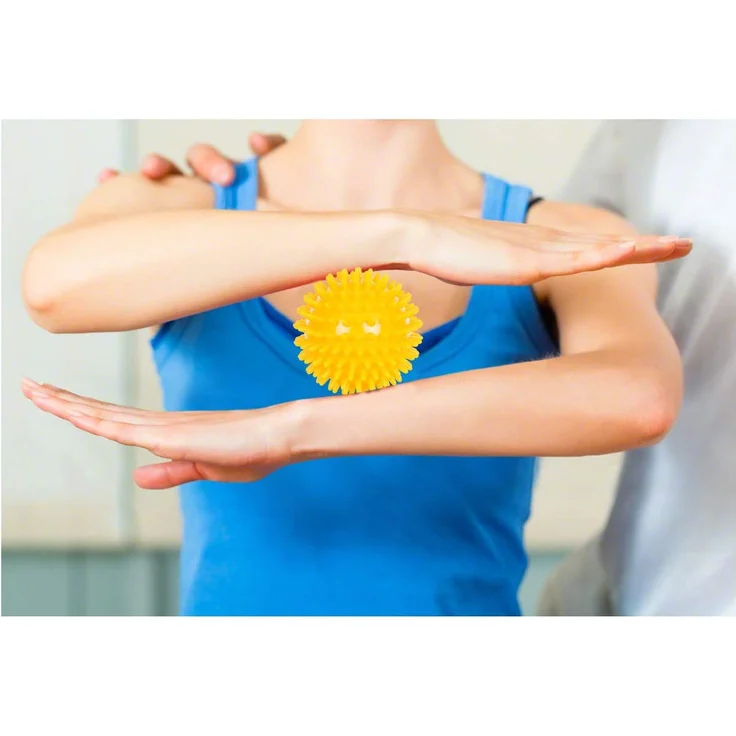 Igelball Massageball Reflexzonen Massage Selbstmassage mittel 8 cm gelb, gelb – Bild 5