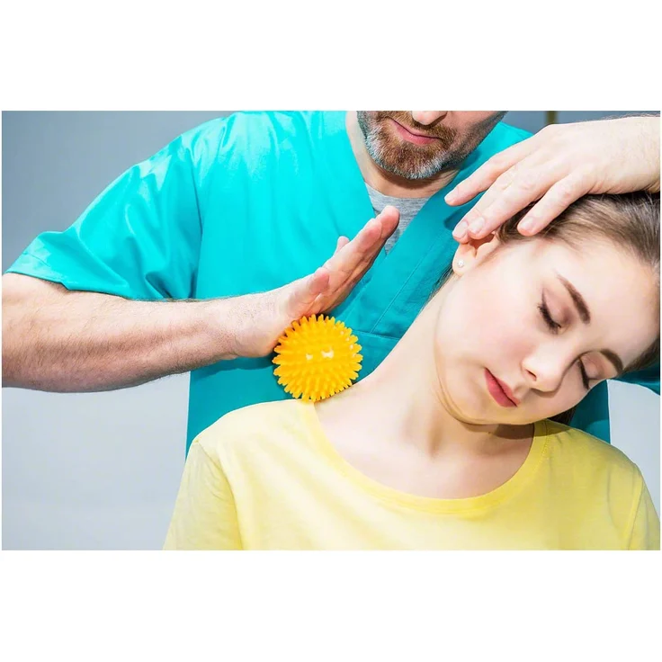 Igelball Massageball Reflexzonen Massage Selbstmassage mittel 8 cm gelb, gelb – Bild 4