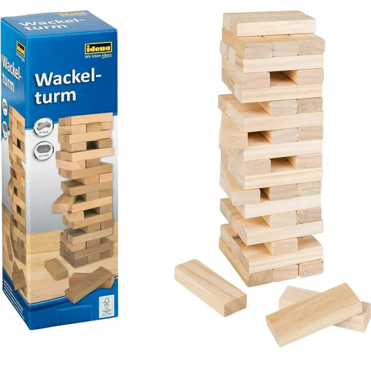 Idena - Wackelturm, 54 Teile aus Holz